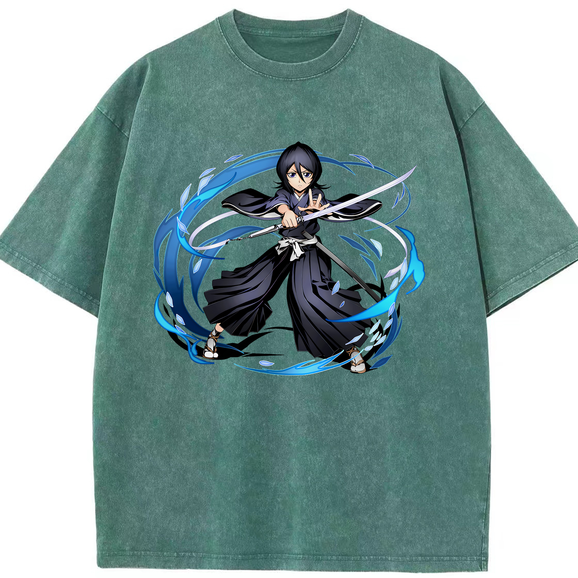 （画像用） ブリーチ 朽木ルキア BLEACH Kuchiki Rukia 綿100% ヴィンテージ風 半袖Tシャツ（フロントプリント）
